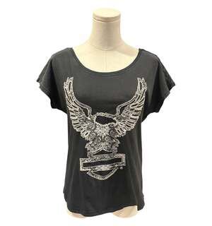 Harley Davidson Genuine Motor Womens Small Black Eagle Graphic Bling TShirt
